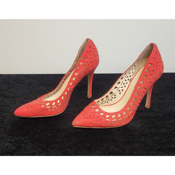 BCBGeneration Leather Red/Orange Pointed Toe Pumps-Size 5.5M - Picture 4 of 8